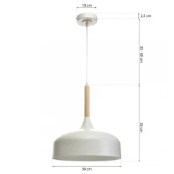 Lampa Wisząca TAYLOR Biały Brązowy Metalowy Klosz 1xE27 30cm