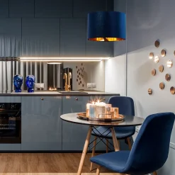 Lampa Wisząca TERCINO Niebieski Złoty Abażur 1xE27 38cm