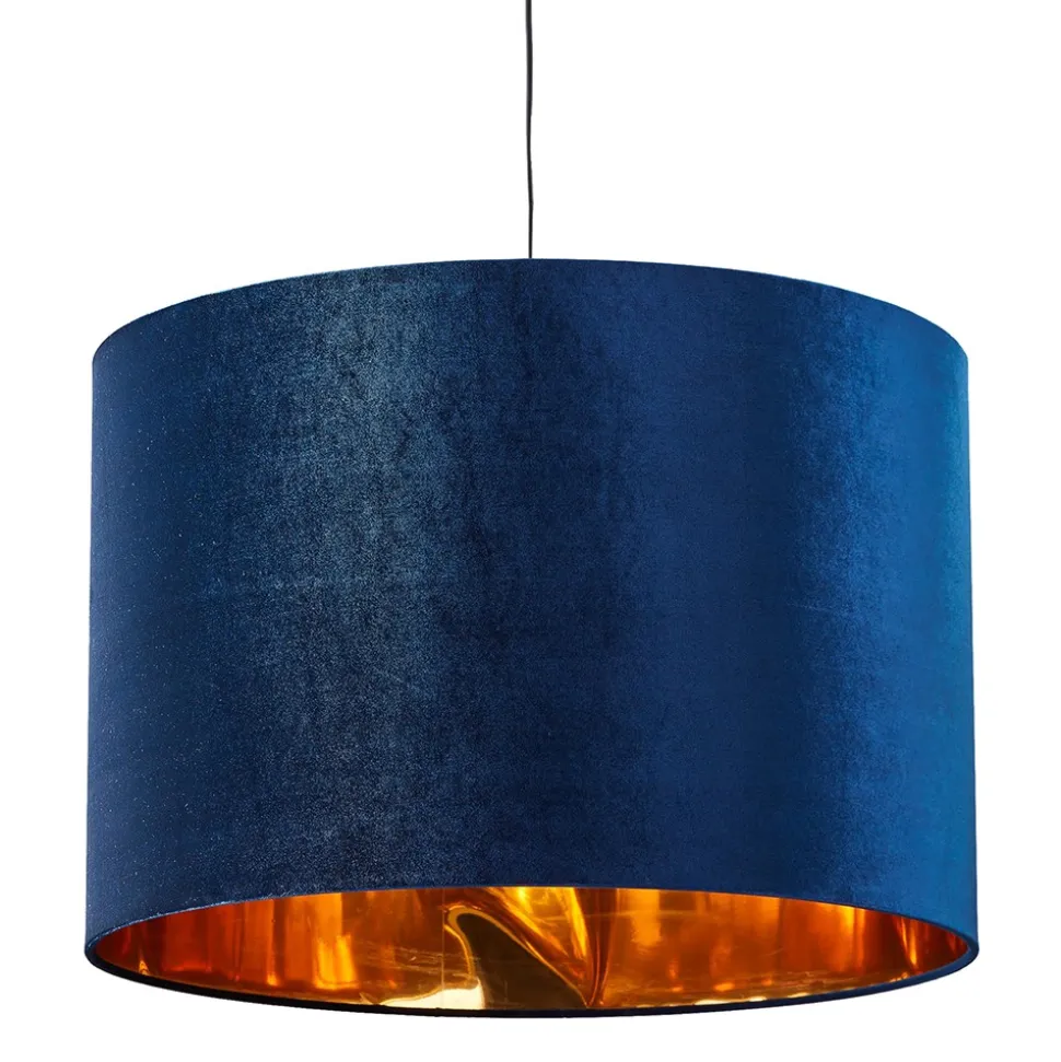 Lampa Wisząca TERCINO Niebieski Złoty Abażur 1xE27 38cm