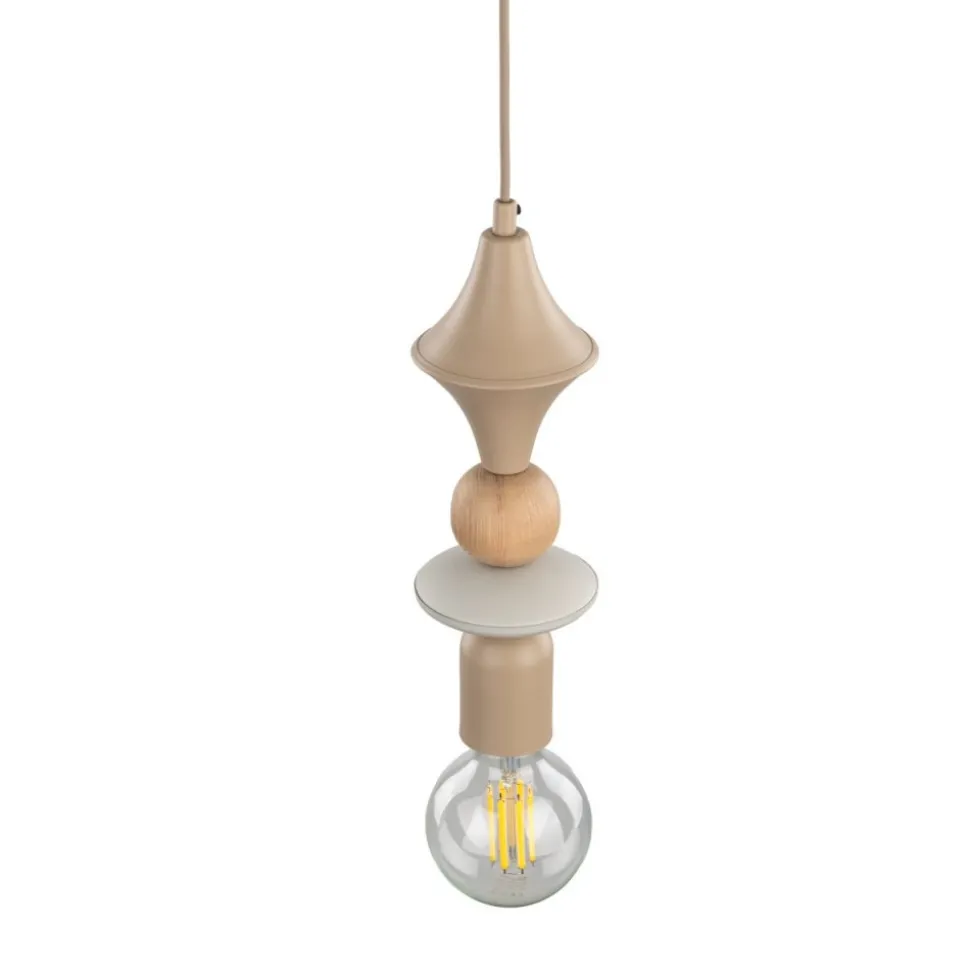 Lampa wisząca TOWER WOOD sabia beżowa 1xE27