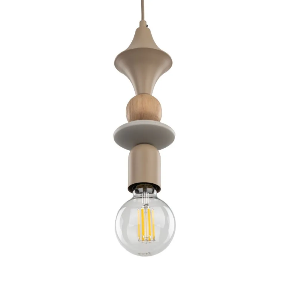 Lampa wisząca TOWER WOOD sabia beżowa 1xE27
