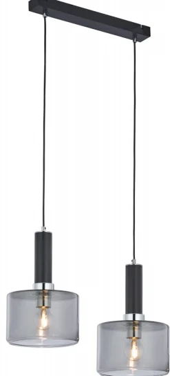Lampa Wisząca VANES Srebrny Dymiony Szklane Klosze 2xE27