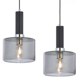 Lampa Wisząca VANES Srebrny Dymiony Szklane Klosze 2xE27