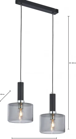 Lampa Wisząca VANES Srebrny Dymiony Szklane Klosze 2xE27
