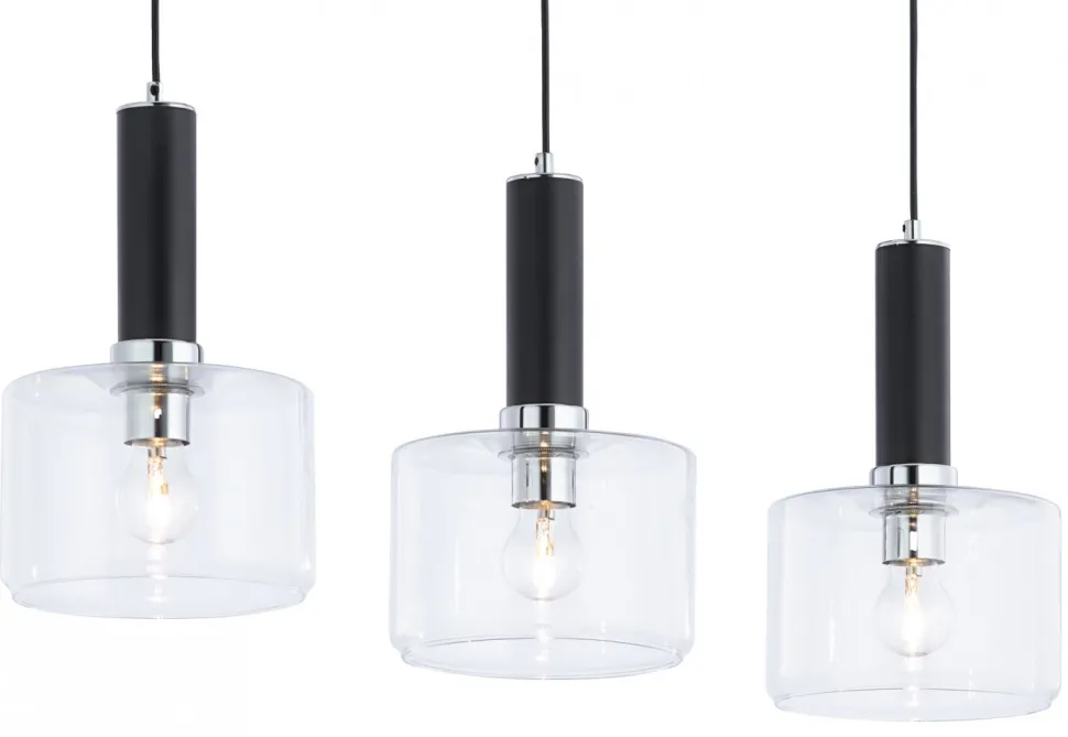 Lampa Wisząca VANES Srebrny Transparentny Szklane Klosze 3xE27
