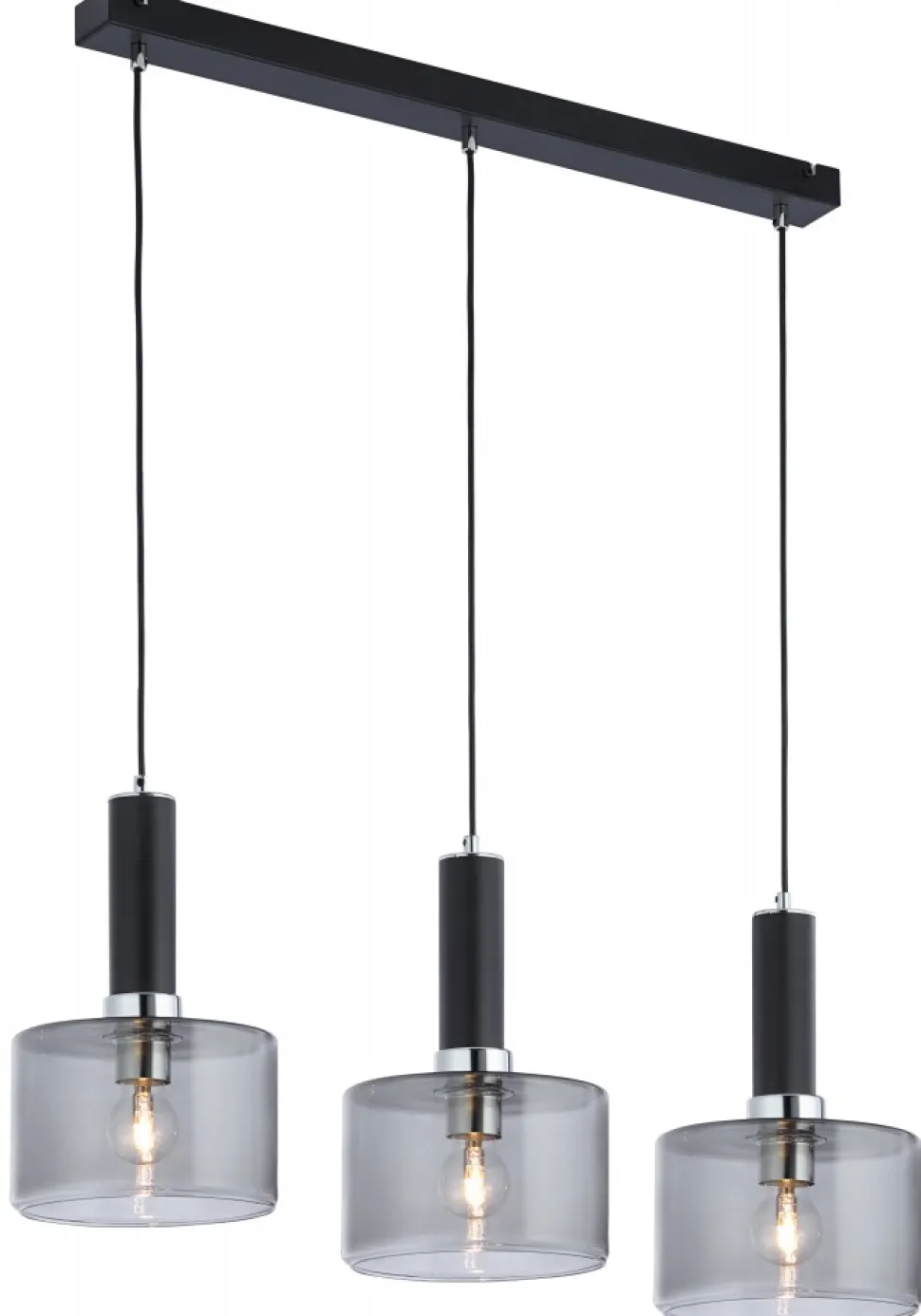 Lampa Wisząca VANES Srebrny Dymiony Szklane Klosze 3xE27