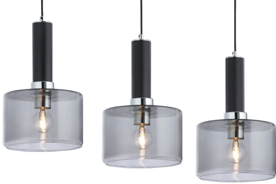 Lampa Wisząca VANES Srebrny Dymiony Szklane Klosze 3xE27