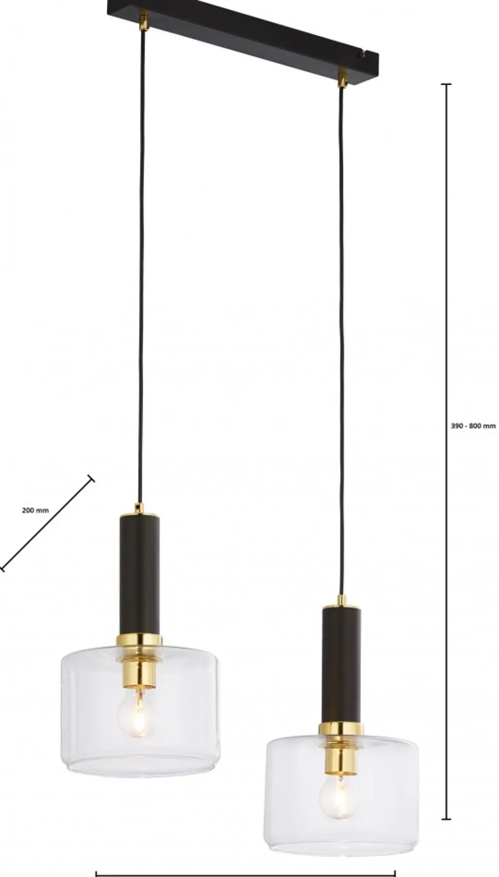 Lampa Wisząca VANES Złoty Transparentny Szklane Klosze 2xE27
