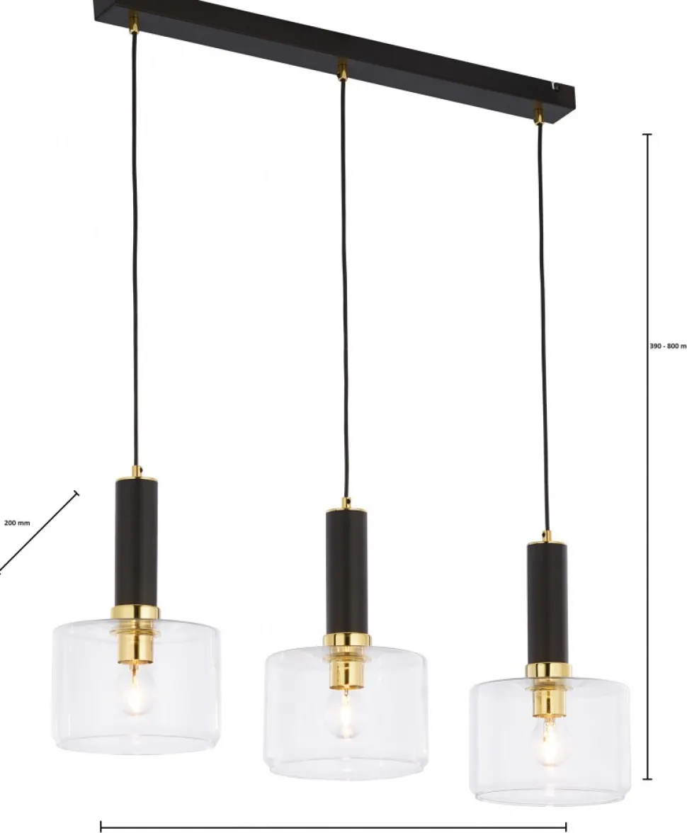 Lampa Wisząca VANES Złoty Transparentny Szklane Klosze 3xE27