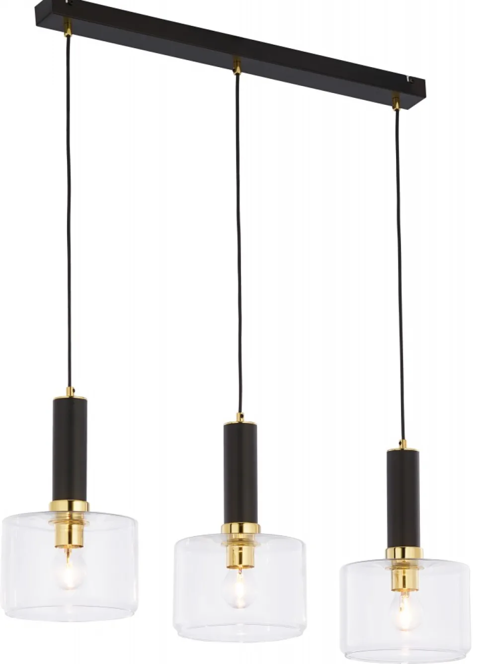Lampa Wisząca VANES Złoty Transparentny Szklane Klosze 3xE27