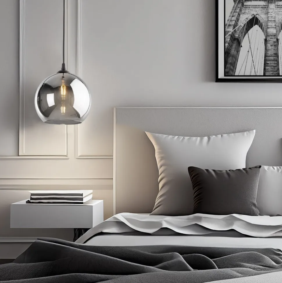 Lampa Wisząca VENEZIA Grafitowy Szklany Klosz 1xE27 30cm