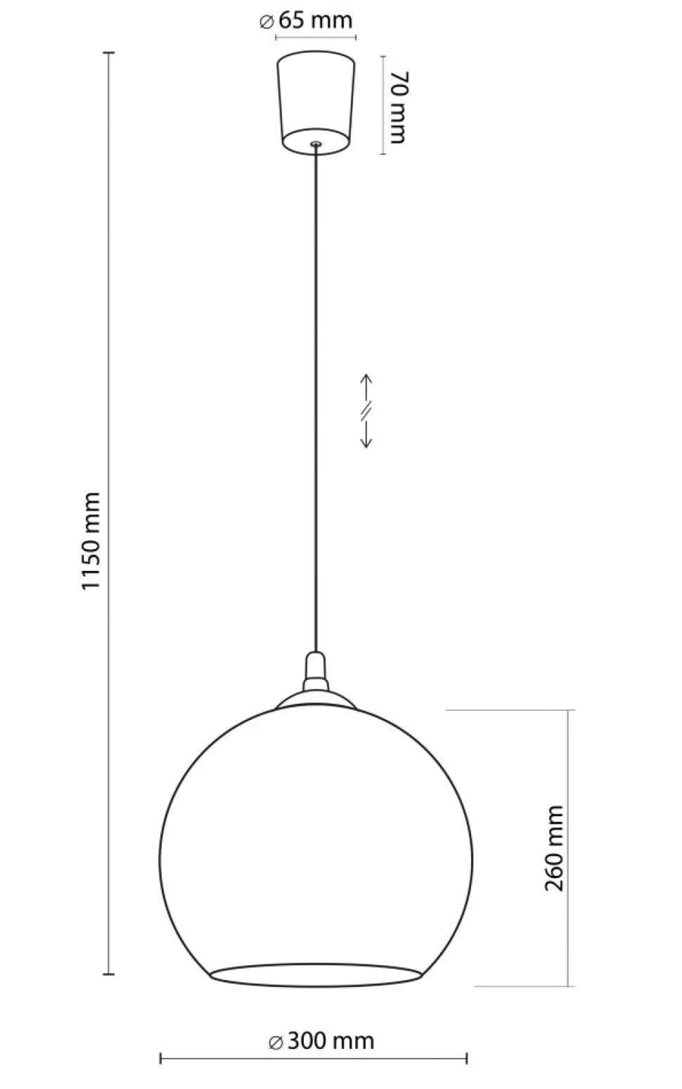 Lampa Wisząca VENEZIA Grafitowy Szklany Klosz 1xE27 30cm