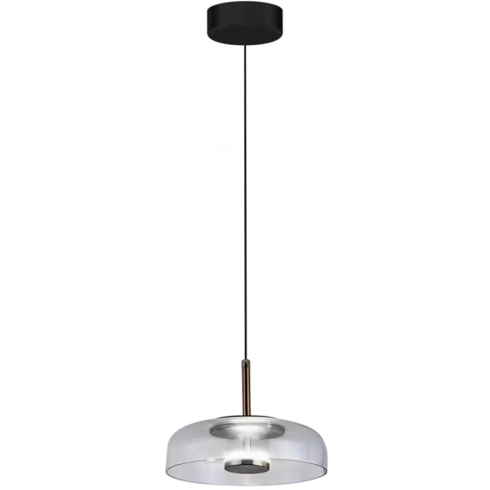 Lampa wisząca VETRO Czarna Transparentna 6W 4000K 23cm