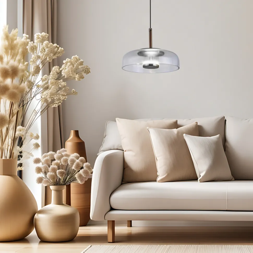 Lampa wisząca VETRO Czarna Transparentna 6W 4000K 23cm