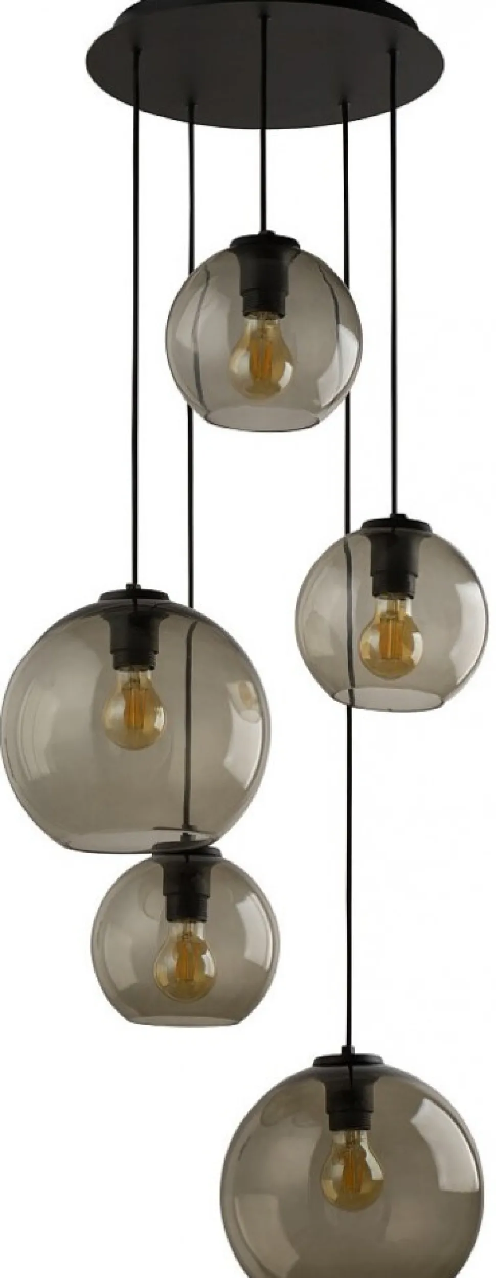 Lampa Wisząca VETRO Czarny Dymiony Szklane Klosze 5xE27
