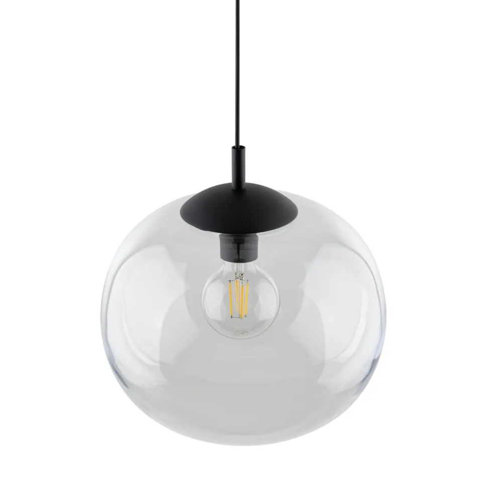 Lampa Wisząca VIBE Czarny Transparentny Szklany Klosz 1xE27 30cm