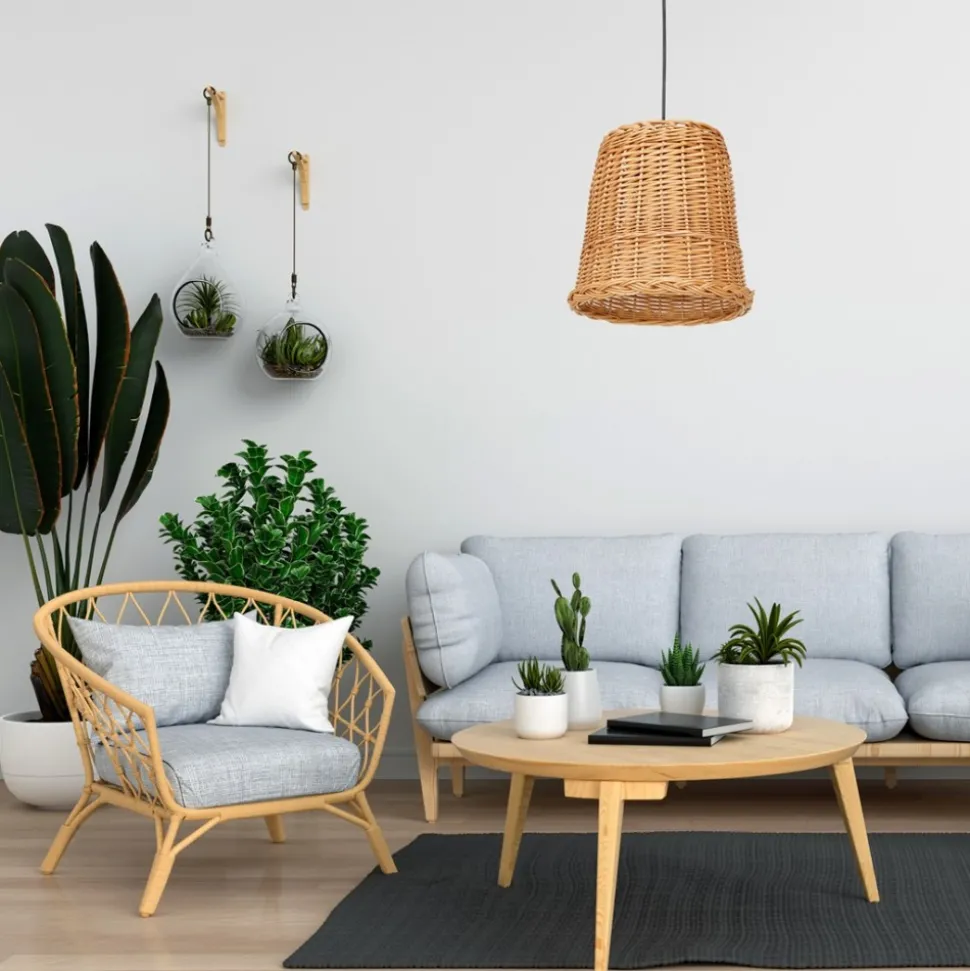 Lampa Wisząca VIMINI Brązowy Czarny Ratan 1xE27 30cm
