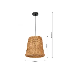 Lampa Wisząca VIMINI Brązowy Czarny Ratan 1xE27 30cm