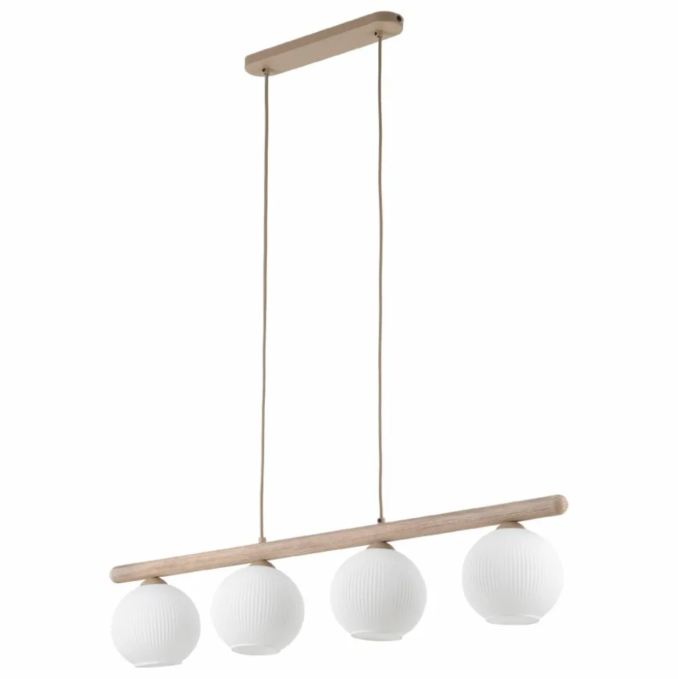 Lampa wisząca VIRLO beżowa klosz biały 4xE14