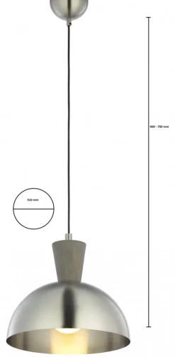 Lampa Wisząca VITO Srebrny 1xE27 31 cm