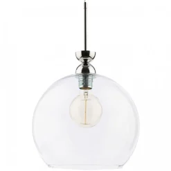 Lampa Wisząca VIX Srebrny Transparentny Szklany Klosz 1xE27 30 cm
