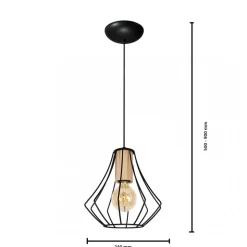 Lampa Wisząca WILL Czarny Złoty Metalowy Klosz 1xE27 24cm