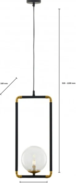 Lampa Wisząca ZAFRA Czarny Transparentny Szklany Klosz 1xG9 16 cm