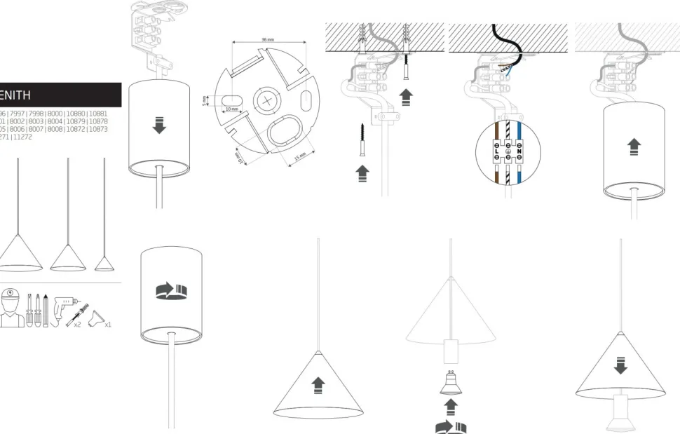Lampa Wisząca ZENITH L Czarny 1xGU10 ES111 50cm