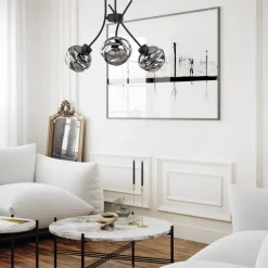 Lampa Wisząca ZULIA Czarny Szklane Klosze 3xE27