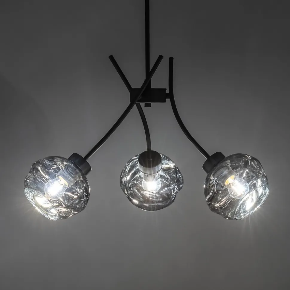 Lampa Wisząca ZULIA Czarny Szklane Klosze 3xE27
