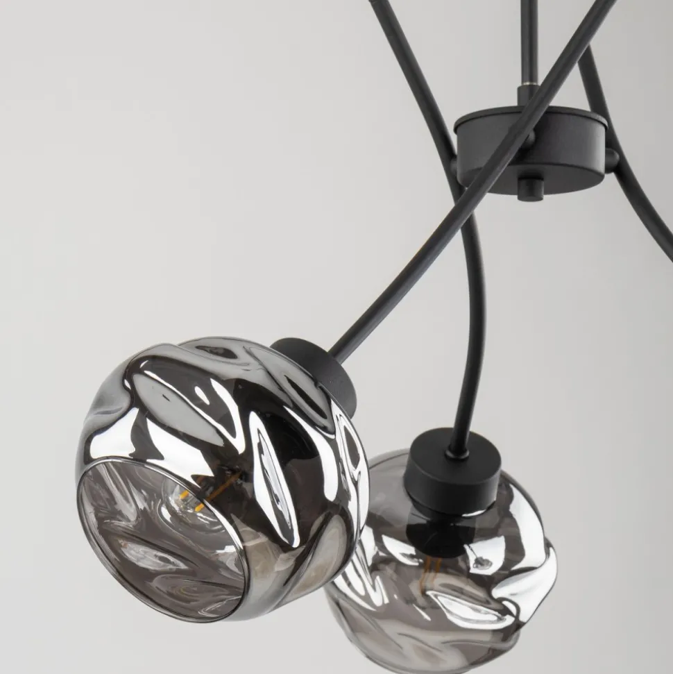 Lampa Wisząca ZULIA Czarny Szklane Klosze 3xE27