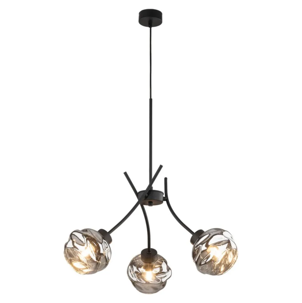 Lampa Wisząca ZULIA Czarny Szklane Klosze 3xE27