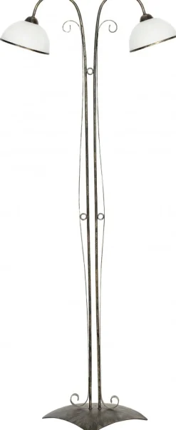 Lampa Podłogowa ANTICA Złoty Czarny Szklany Klosz 2xE27 164cm * Luminex New