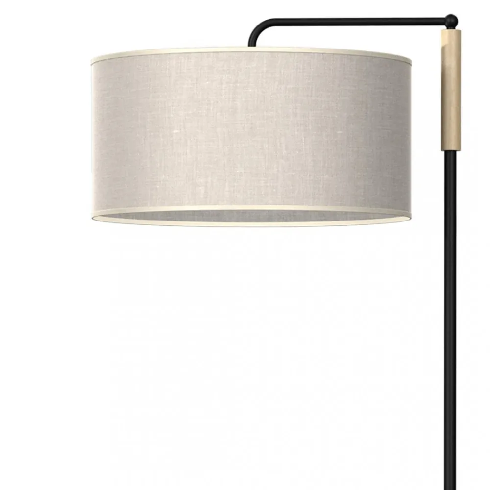 Lampa Podłogowa ATLANTA Czarny Brązowy Abażur 1xE27 150cm * Eko-light