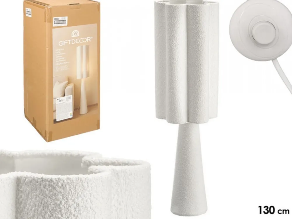 Lampa podłogowa biała boucle 130 cm * GIFTDECOR Best