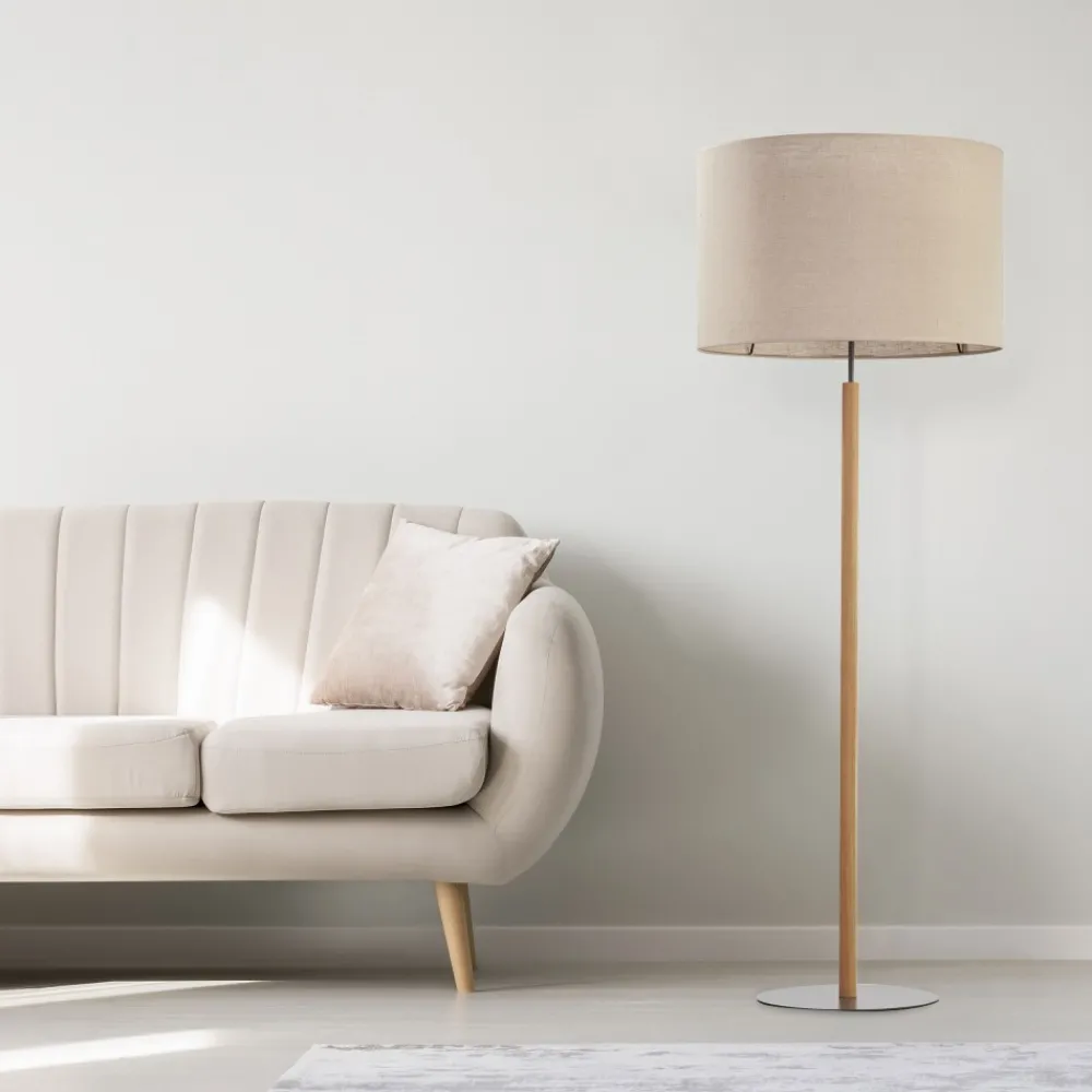 Lampa Podłogowa DEVA Brązowy Beżowy Abażur 1xE27 137 cm * TK Lighting