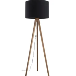 Lampa podłogowa GRAND orzech abażur czarny 1xE27 * TK Lighting Outlet