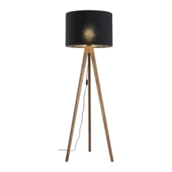 Lampa podłogowa GRAND orzech abażur czarny 1xE27 * TK Lighting Outlet