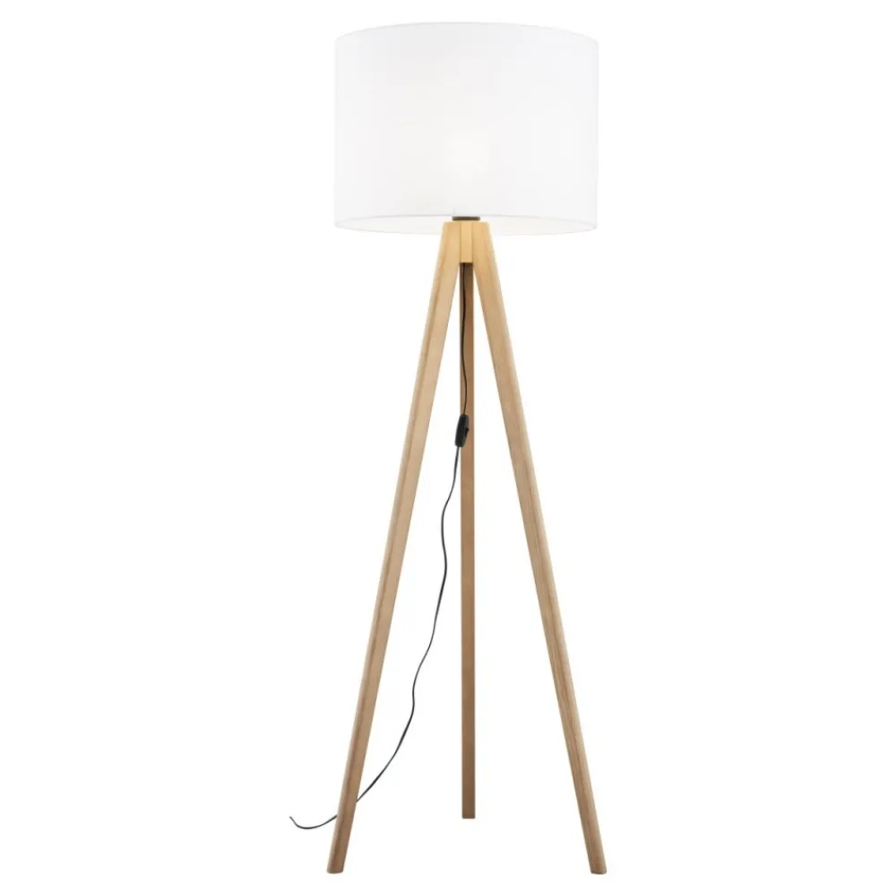 Lampa podłogowa GRAND sosna abażur biały 1xE27 * TK Lighting Sale