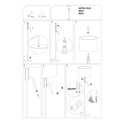 Lampa Podłogowa HOTEL PLUS Czarny Szary Abażur 1xE27 1xG9 168cm * Nowodvorski Hot