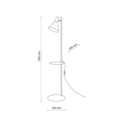 Lampa Podłogowa JUMP Czarny Półka 1xE27 * TK Lighting New