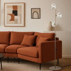 Lampa podłogowa LAVA sabia beżowa klosz koniak 3xG9 * TK Lighting Sale