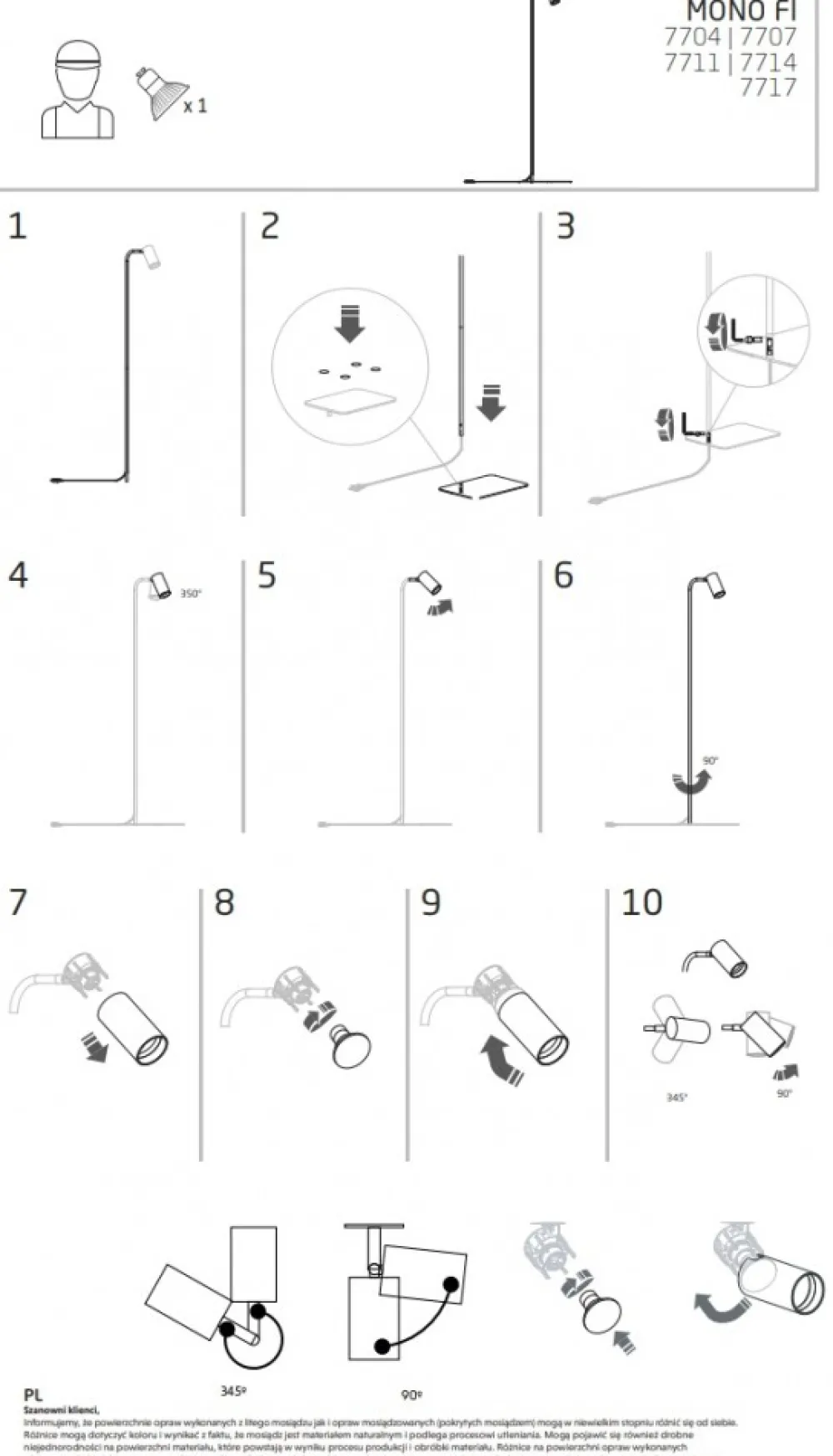 Lampa Podłogowa MONO Biały 1xGU10 130cm * Nowodvorski Discount