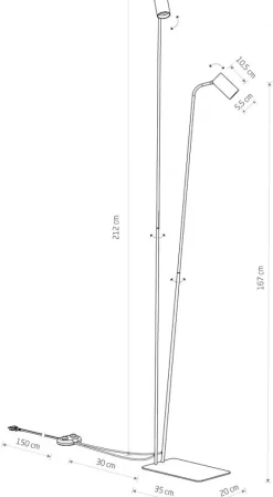 Lampa Podłogowa MONO Biały Złoty 2xGU10 216cm * Nowodvorski Discount