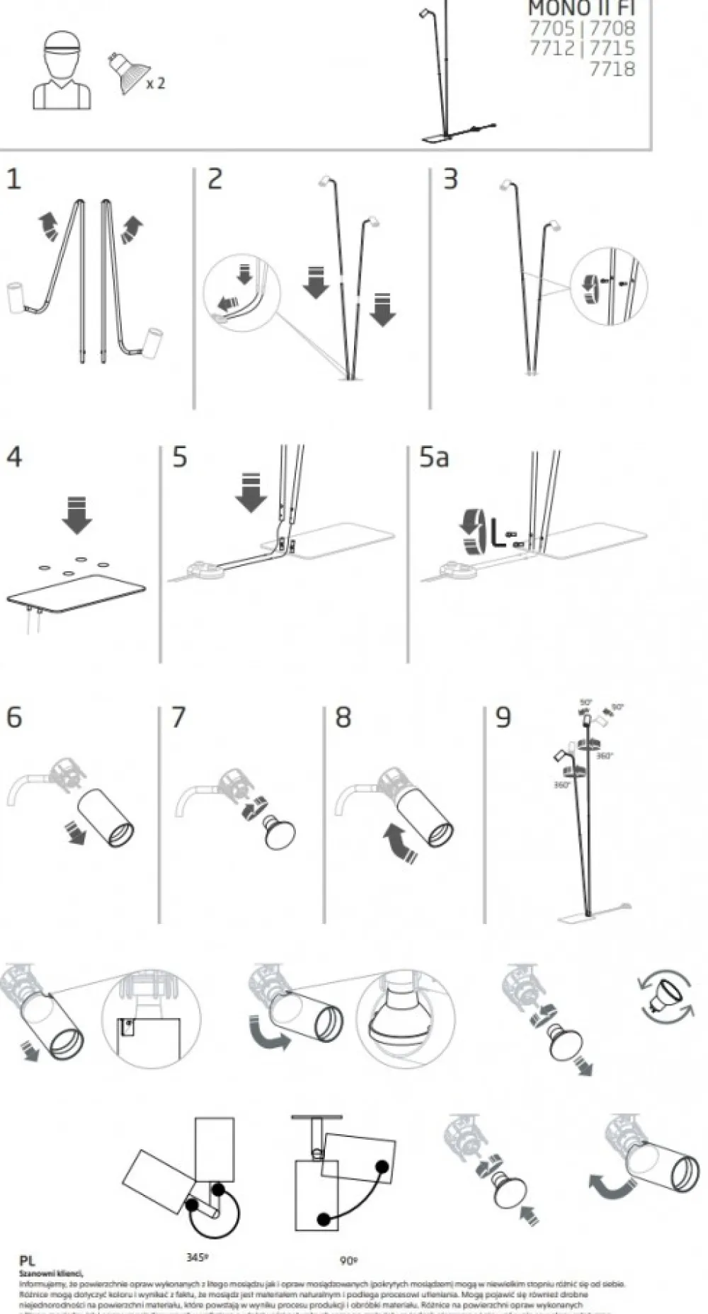 Lampa Podłogowa MONO Czarny 2xGU10 216cm * Nowodvorski Outlet