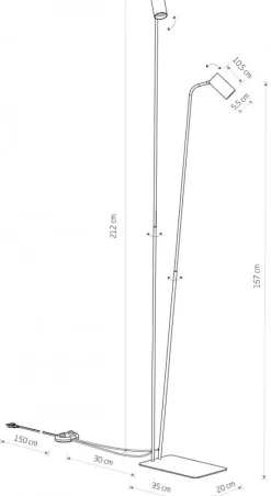 Lampa Podłogowa MONO Czarny Złoty 2xGU10 216cm * Nowodvorski Discount