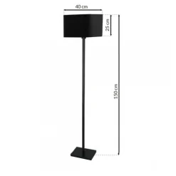 Lampa Podłogowa NAPOLI Czarny Srebrny Abażur 1xE27 150cm * Eko-light