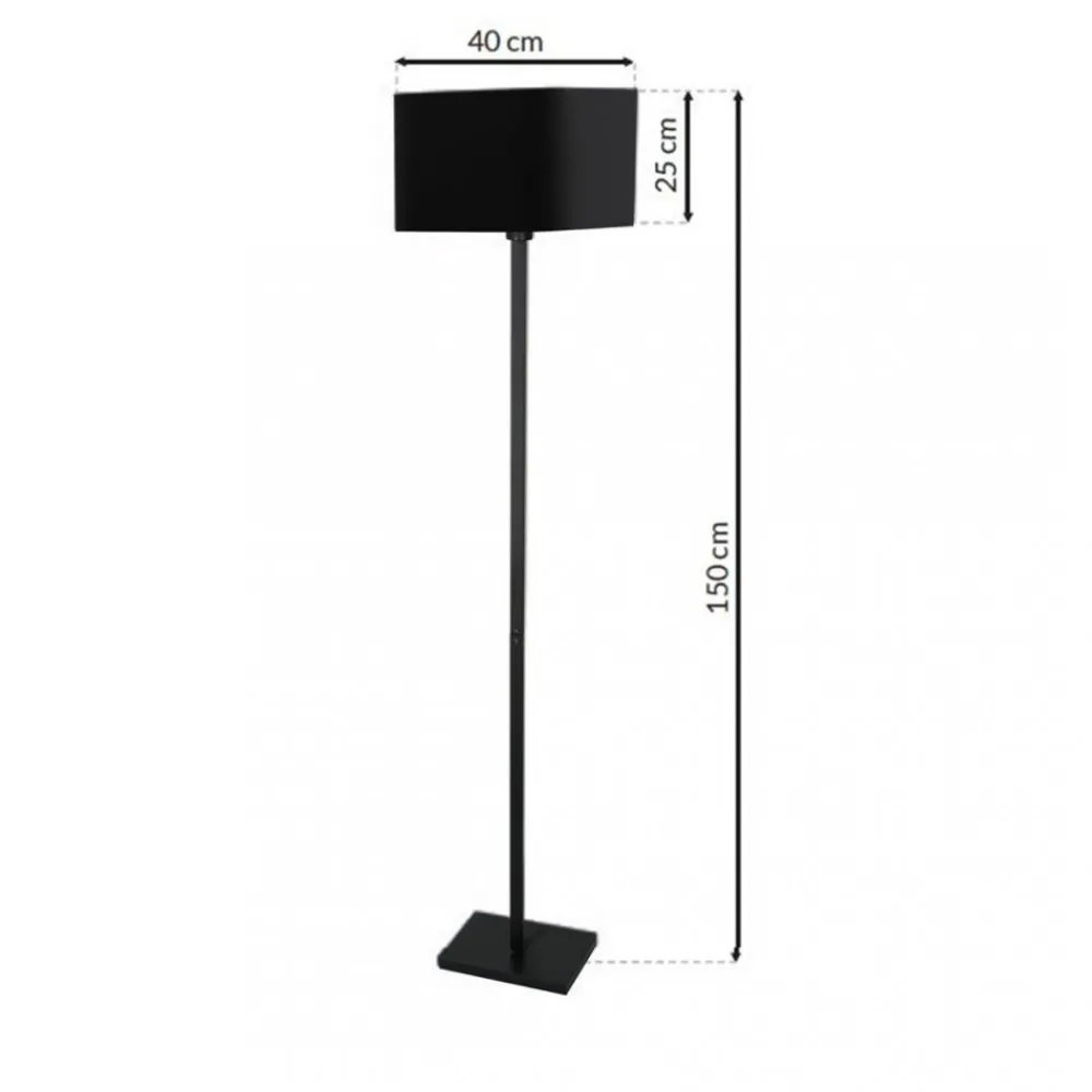 Lampa Podłogowa NAPOLI Czarny Srebrny Abażur 1xE27 150cm * Eko-light