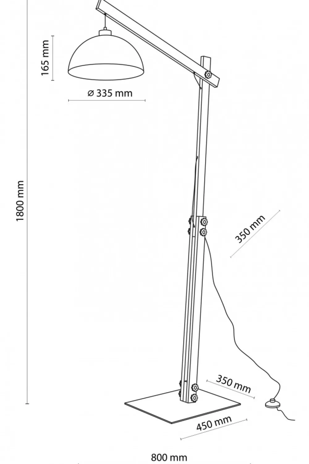 Lampa Podłogowa OSLO Czarny Drewno 1xE27 180cm * TK Lighting Clearance