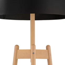 Lampa podłogowa PEREZ sosna abażur czarny 1xE27 * TK Lighting Online